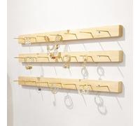 Organizador de joyas de pared, soporte para pendientes, llaveros, pulseras, anillos, brazaletes, calcetines, para tiendas de ropa, tiendas minoristas y joyerías(Wood color 3pcs,90cm)