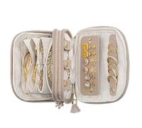 Organizador de joyas de viaje, con cremallera de dos capas, organizador de collares de viaje con múltiples compartimentos, para playa, vacaciones, dormitorio, negocios, hombres, mujeres, señoras