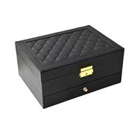 Organizador De Joyas De Viaje Joyero tipo cajón de tres capas con cerradura for guardar collares, pendientes, pulseras y anillos, estuche organizador lujo Para Anillos Y Collares(Black)