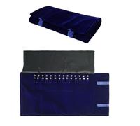 Organizador de joyas enrollable Bolsa enrollable de terciopelo for guardar collares y joyas, práctica bolsa viaje for accesorios(Blue velvet)