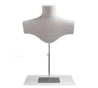 Organizador de Joyas Expositor de joyas Busto de exhibición de collar de lino Organizador de collar 3D Soporte de exhibición de joyas con base de metal, altura ajustable Busto de exhibición de collar