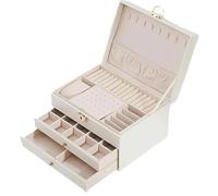 Organizador de joyas for mujer, 3 capas con 2 cajones, cajas organizadoras grandes for exhibir Para Mujer(White)