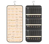 Organizador de joyas para colgar, almacenamiento de joyas, organizador de joyas de doble cara, con giratorio 360°, gancho de metal de doble cara para pendientes, collares, anillos en armario, pared