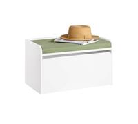 SoBuy KMB80-W Organizador de Juguetes Multifuncional con 1 Cajón Móvil Banco Almacenaje para Niños con Cojín 60 x 34 x 35 cm Blanco ES