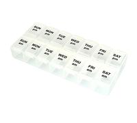 Organizador de la caja de pastillas 7 Día dos veces dos veces al día Funda de almacenamiento del recordatorio del dispensador para medicamentos, suplementos, vitaminas y aceite de hígado de bacalao co