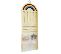 Organizador de lazos para el cabello - 13,78x36,22 pulgadas de tela, portaobjetos, soporte de bolsillo | Accesorio para niñas, clip para niños, gomas elásticas, pinzas, gafas de sol, tocador