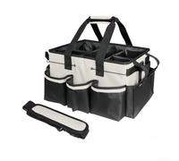 Organizador de limpieza grande con tablero de soporte resistente, bolsa de suministros de limpieza impermeable para limpieza doméstica, carrito de limpieza portátil con correa de hombro ajustable