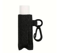 Organizador de llaveros de cosméticos de moda, soporte elástico para pintalabios con clip en la manga, hecho a mano, bolsa de almacenamiento para bálsamo labial, Black