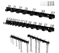 Organizador de llaves de acero de 15,75 x 1,38 x 1,73 pulgadas, soporte para llaves inglesas, soporte de pared resistente, para garaje, cobertizo, trabajo, furgoneta, jardín, tienda, mecánico, patio