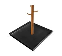 Organizador de llaves de bambú con 3 niveles para la mesa de entrada, organizador para almacenamiento de servicios, bandeja de perfume para cómoda, estante de madera para llaves, anillos, cartera, S