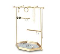 Organizador de Lujo para Joyas | Árbol de Joyería | Pulseras, Brazaletes, Anillos, Collare, accesorios | 24*12*29cm | Envoltorio de Regalo | Soportes Colgador Expositor (perforado en Oro)