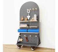 Organizador de madera con ruedas, kit de tablero de clavijas móvil para el hogar, la oficina y manualidades, 23.6 x 47.2 pulgadas