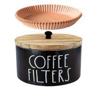 Organizador de madera de estilo rural con tapa para filtros de café, organizador de almacenamiento para filtros de café, para preparar, pagar, método
