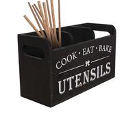 Organizador de madera - Soporte para herramientas de cocina con 3 compartimentos, contenedor de almacenamiento de madera para tenedor, palillos, cucharón sopa, tamaño 30x12x17cm | Accesorio de