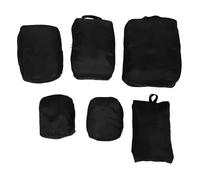 Organizador de Maleta 6 Piezas, Cubos de Embalaje de Viaje | Tela Técnica Negra, Bolsa Cosmética, Saco para Zapatos, Neceser y Lavandería