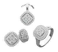 Organizador de maletas de joyas, exquisitos anillos, collares, aretes, juego de joyas para mujer, cadena de circonita, colgante, boda, compromiso, aniversario, cumpleaños, San Valentín, para esposa,