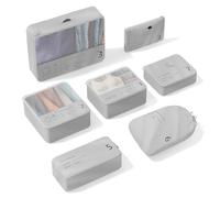 Organizador de maletas, Yomisee Packing Cubes de 7 piezas, juego de cubos de embalaje, juego de cubos de viaje, organizador de viaje, bolsas para maletas (gris)
