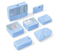 Organizador de maletas, Yomisee Packing Cubes de 7 piezas, juego de cubos de embalaje, juego de cubos de viaje, organizador de viaje, bolsas para maletas (azul)