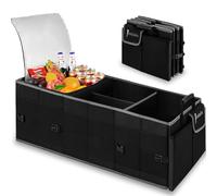 Organizador de maletero con bolsa térmica integrada a prueba de fugas, organizador de carga plegable para SUV con tiras inferiores antideslizantes, 3 compartimentos grandes, plegable, impermeable,