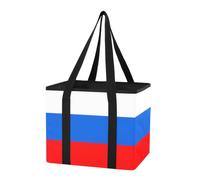 Organizador de maletero de coche, bolsa de comestibles resistente, diseño de bandera de Rusia, bolsa de mano extragrande con asas y parte inferior dura para almacenamiento de cocina, viajes de viaje