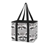 Organizador de maletero de coche, reutilizable, bonito mapache gris, lindas bolsas impermeables con parte inferior dura y asas largas para SUV, sedán, camión, 1 paquete