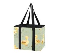 Organizador de maletero de coche, reutilizable, resistente, bolsas de comestibles con bonitos patitos y flores silvestres, bolsa grande plegable con parte inferior reforzada y asas para salidas de