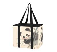 Organizador de maletero de coche, reutilizable, resistente, bolsas de comestibles, un bonito panda, bolsas plegables resistentes con parte inferior dura y asas largas para almacenamiento de cocina
