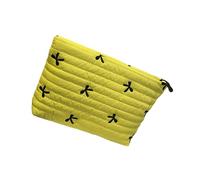 Organizador de maquillaje acolchado, diseño de lazo, espacioso, lavable, bolsa de almacenamiento de cosméticos para viajes, bolsa de aseo espaciosa, Amarillo, Talla única