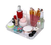 Organizador de Maquillaje, Caja Almacenaje Cosméticos Joyería Bandeja Organizadora Acrílica con 8 Compartimentos para Tocador Dormitorio Baño, Transparente