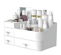 Organizador de maquillaje con cajones, ONXE Chic Encimera de almacenamiento para cosméticos, elegante soporte de tocador para brochas, sombra de ojos, lociones, lápiz labial, esmalte de uñas y joyas
