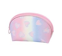 Organizador de maquillaje de gran capacidad, bolsa impermeable con cierre de cremallera, patrón de corazón, neceser de viaje, estuche de almacenamiento para brochas, b, L