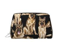 Organizador de maquillaje de perro pastor alemán, listo para viajar, bolsa de aseo portátil para mujer, Silver, Talla única, Neceser