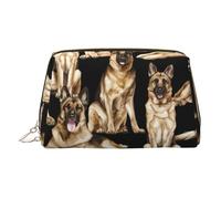 Organizador de maquillaje de perro pastor alemán, listo para viajar, bolsa de aseo portátil para mujer, Gold, Talla única, Neceser