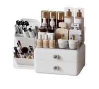 Organizador de maquillaje de tocador - Expositor espacioso con cajones | Porta cosméticos con soporte para labios para escritorio - para encimera de cocina, baño, mesita de noche, dispensador