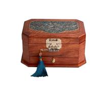 Organizador de maquillaje estilo chino, joyero vintage de madera de 3 capas, caja de almacenamiento for cosméticos, anillos, pendientes, collares, pulseras, relojes, caja de almacenamiento de 10.11 pu