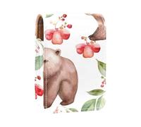Organizador de Maquillaje,Estuche de lápiz Labial de Maquillaje para Mini Bolsa de cosméticos,Amigo Floral Conejo y Oso