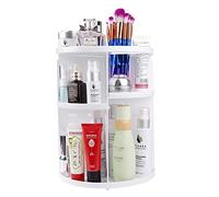 Organizador de Maquillaje Giratorio de Rotación 360 Grados, Ajustable Almacenamiento Cosmético, Soporte de Exhibición Caja de Almacenaje se Adapta a Joyas, Pinceles, Lápices Labiales y más Blanco