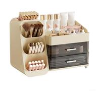 Organizador de maquillaje grande con cajones, caja de almacenamiento de tocador de 3 niveles para el cuidado de la piel, soporte acrílico transparente para encimera de baño y escritorio, blanco