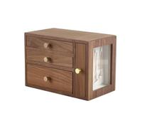 Organizador de maquillaje, joyero de madera multicapa con cajón, caja de almacenamiento retro for anillos, pendientes, collares y pulseras, caja de almacenamiento con flocado incorporado de 10 pulgada