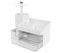 Organizador de Maquillaje, Organizador de Perfumes con Diseño de Múltiples Capas y Múltiples Compartimentos, Gran Capacidad, para Cosméticos, Joyas, Material de Oficina (WHITE)