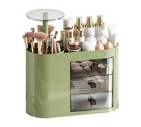Organizador de maquillaje para vanidad, con 3 cajones para ahorrar espacio, organizador de almacenamiento para cosméticos, transparente para pinceles de perfume, lápiz labial, cuidado, verde, Se