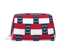 Organizador de maquillaje portátil con la bandera del estado de Carolina del Norte, bolsa de aseo portátil para mujer, Silver, Talla única, Neceser