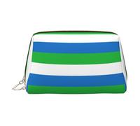 Organizador de maquillaje portátil para mujer con bandera de Sierra Leona, listo para viajar, Gold, Talla única, Neceser