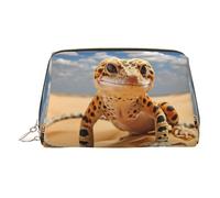 Organizador de maquillaje Sand Leopard Gecko listo para viajar, bolsa de aseo portátil para mujer, Gold, Talla única, Neceser