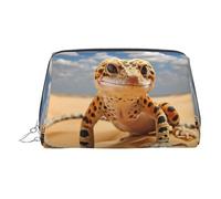 Organizador de maquillaje Sand Leopard Gecko listo para viajar, bolsa de aseo portátil para mujer, Silver, Talla única, Neceser
