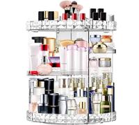 Organizador de maquillaje transparente, de gran capacidad, con rotación 360 grados y 7 bandejas ajustables, organizador y lugar de almacenamiento de maquillaje