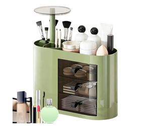 Organizador de maquillaje Vanity - Unidad de almacenamiento de cosméticos de 3 cajones para productos esenciales para el cuidado de la piel | Diseño claro que ahorra espacio con compartimentos multica