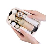 Organizador De Maquillaje Viajero | Estuche Organizador Con Piel PU Y Diseño Color Block,Bolsas Maquillaje Impermeables Gran Capacidad,Para Uso En Casa, Hotel, Camping, Viaje De Negocios, Gimnasio, Va