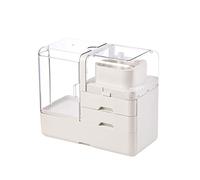 Organizador de maquillaje - vitrina cosmética portátil con cajón de 4 capas repelente al agua para productos para el cuidado de la piel para baño, cómoda y encimera (color ), blanco, blanco