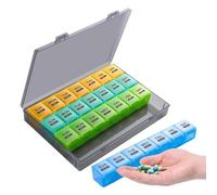 Organizador de medicamentos de 28 días, pastillero portátil, caja de medicamentos de viaje, planificador de pastillas a prueba de polvo, organizador de medicamentos para niños, contenedor mensual de p